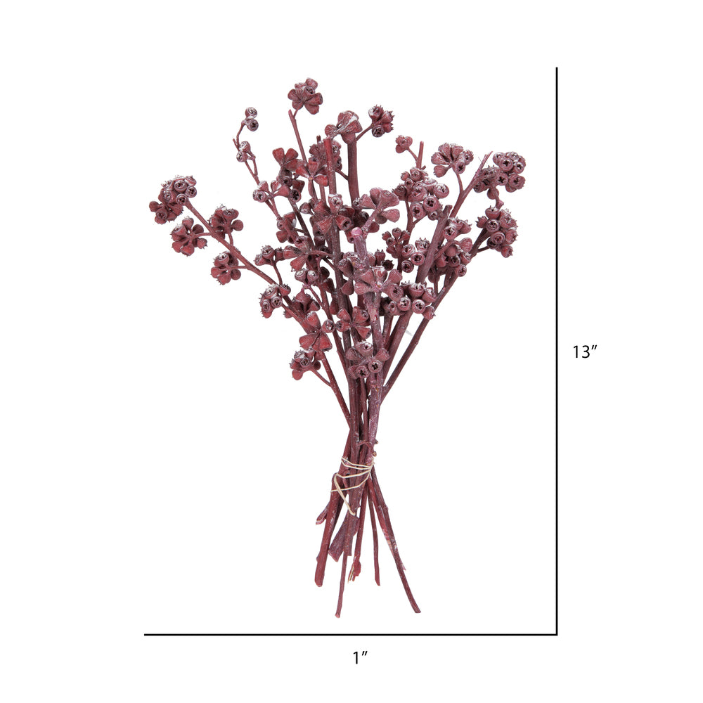 Vickerman Natural Botanicals 13" x 1-3" Red Gum Branch Red Frosted 14 stems per unit