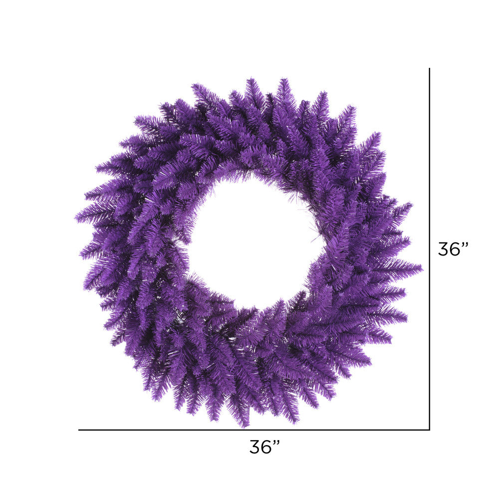 Vickerman 36" Purple Fir Artificial Christmas Wreath Purple Dura-Lit LED lights.