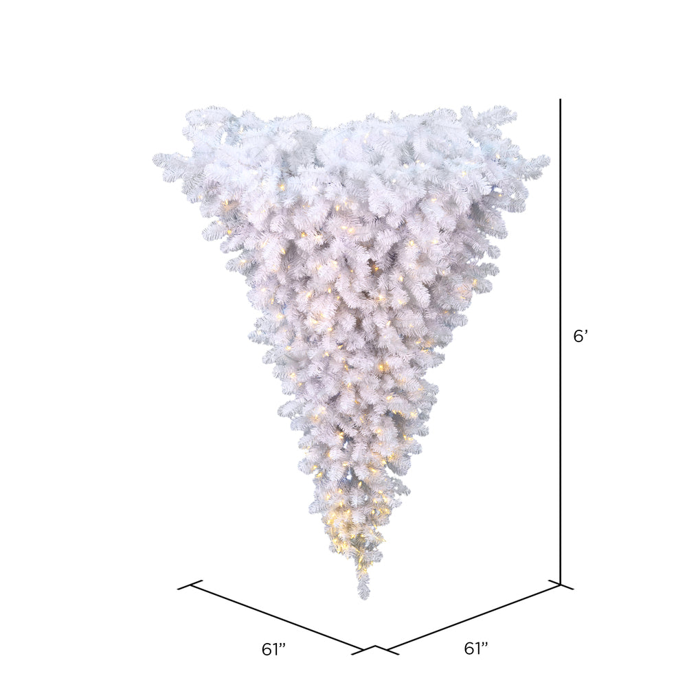 Vickerman 6' White Upside Down Artificial Christmas Half Tree Pure White Single Mold LED Lights