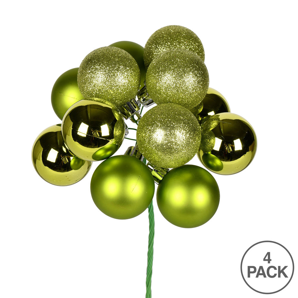 Vickerman 12" Lime Ball Ornament Christmas Pick 4 per set