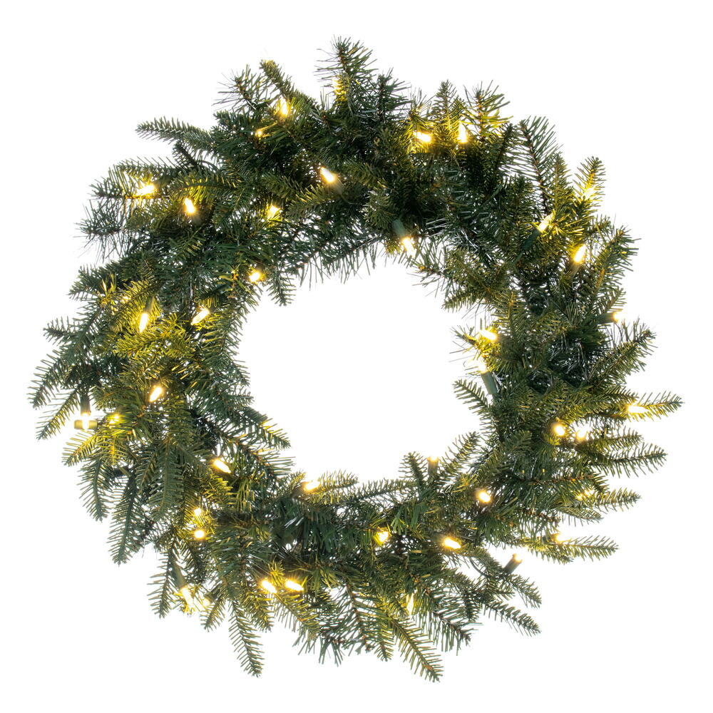 Vickerman 24" Georgian Fraser Fir Artificial Pre-Lit Wreath with 50 Mini Lights, Lush Green Color