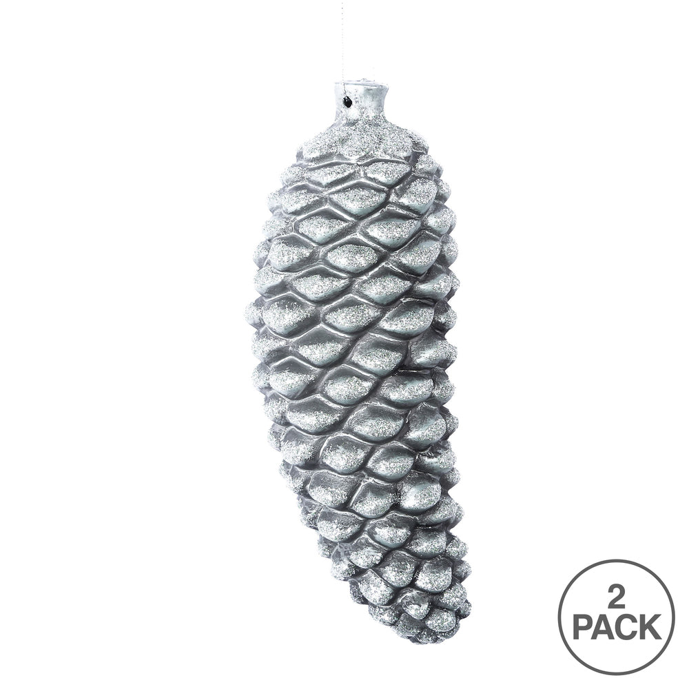Vickerman 8" Limestone Antique Pinecone Christmas Ornament Pack of 2