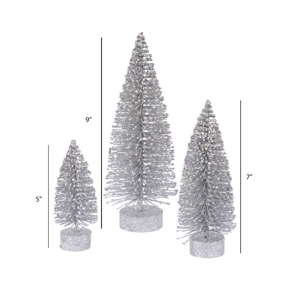 Vickerman 5"/7"/9" Silver Glitter Oval Artificial Christmas Tree Unlit
