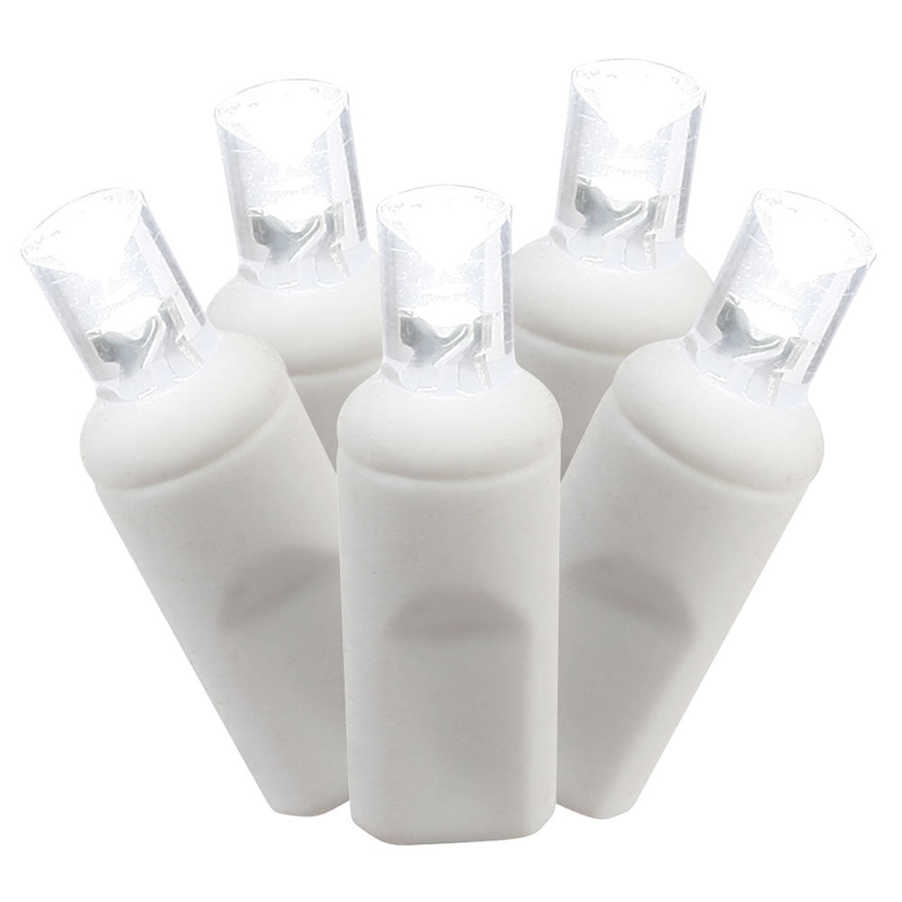 Vickerman 70 Pure White Wide Angle LED Icicle Light on White Wire 9' Light Strand.