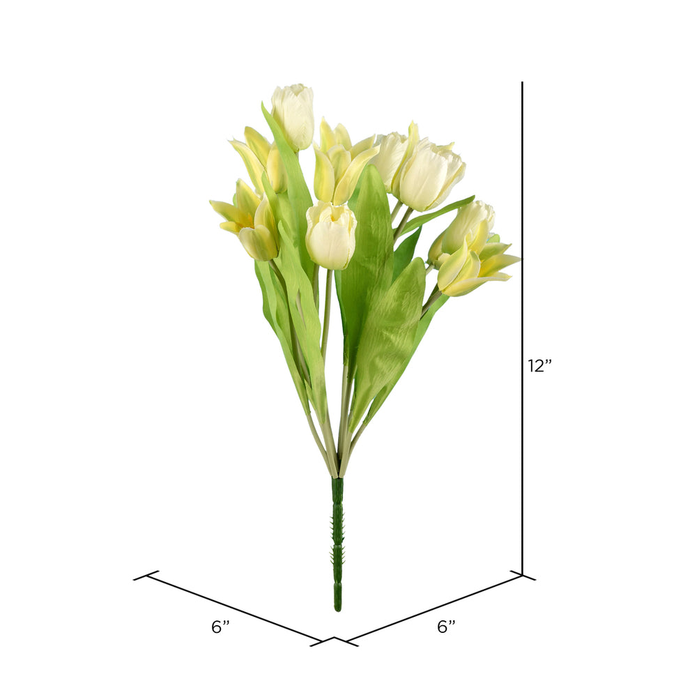 Vickerman 12" Artificial White Tulip Bush.