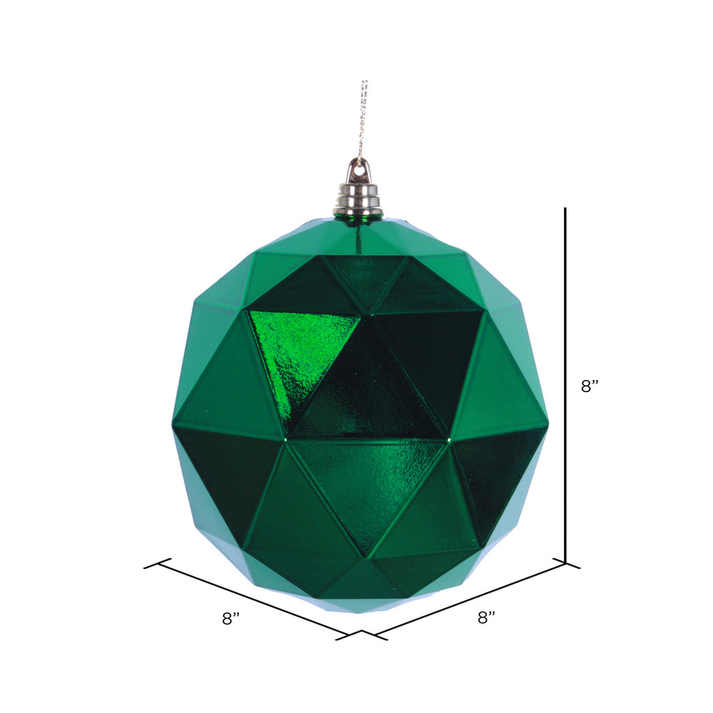 Vickerman 8" Green Shiny Geometric Ball Ornament