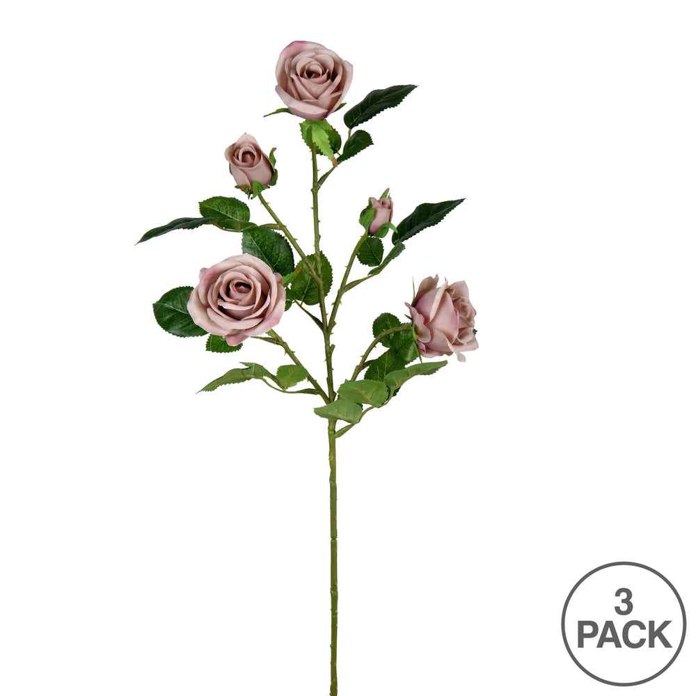 Vickerman 28'' Artificial Dusty Gray Rose Spray. Includes 3 sprays per pack.