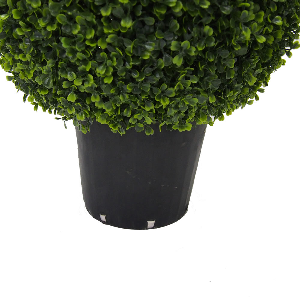 Vickerman 36" Artificial Boxwood Teardrop Shaped Bush Black Plastic Pot.
