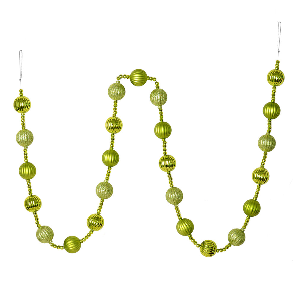 Vickerman 6' Lime Stripe Ball Ornament Christmas Garland