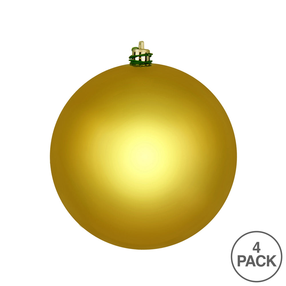 Vickerman 6" Medallion Gold Shiny Ball Ornament 4 per Bag
