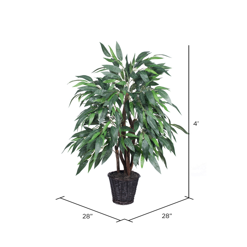 Vickerman 4' Artificial Mango Extra Full Bush Rattan Basket