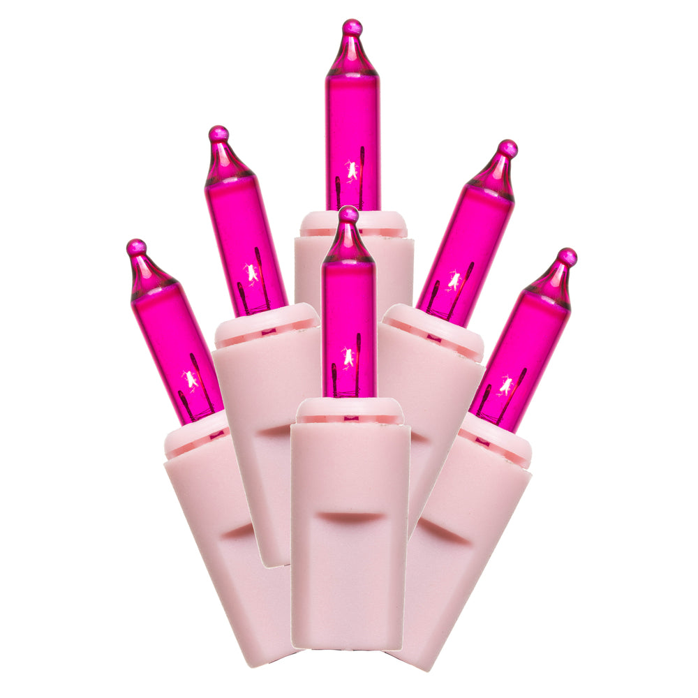 Vickerman 50 Pink Dura-lit Mini Light on Pink Wire, 37' Christmas Light Strand