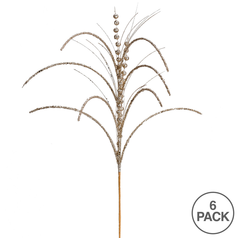 Vickerman 29" Champagne Glitter Harvest Artificial Christmas Spray. Includes 6 sprays per pack.