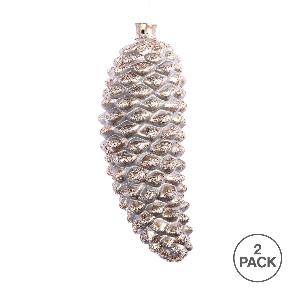 Vickerman 8" Mocha Antique Pinecone Christmas Ornament Pack of 2