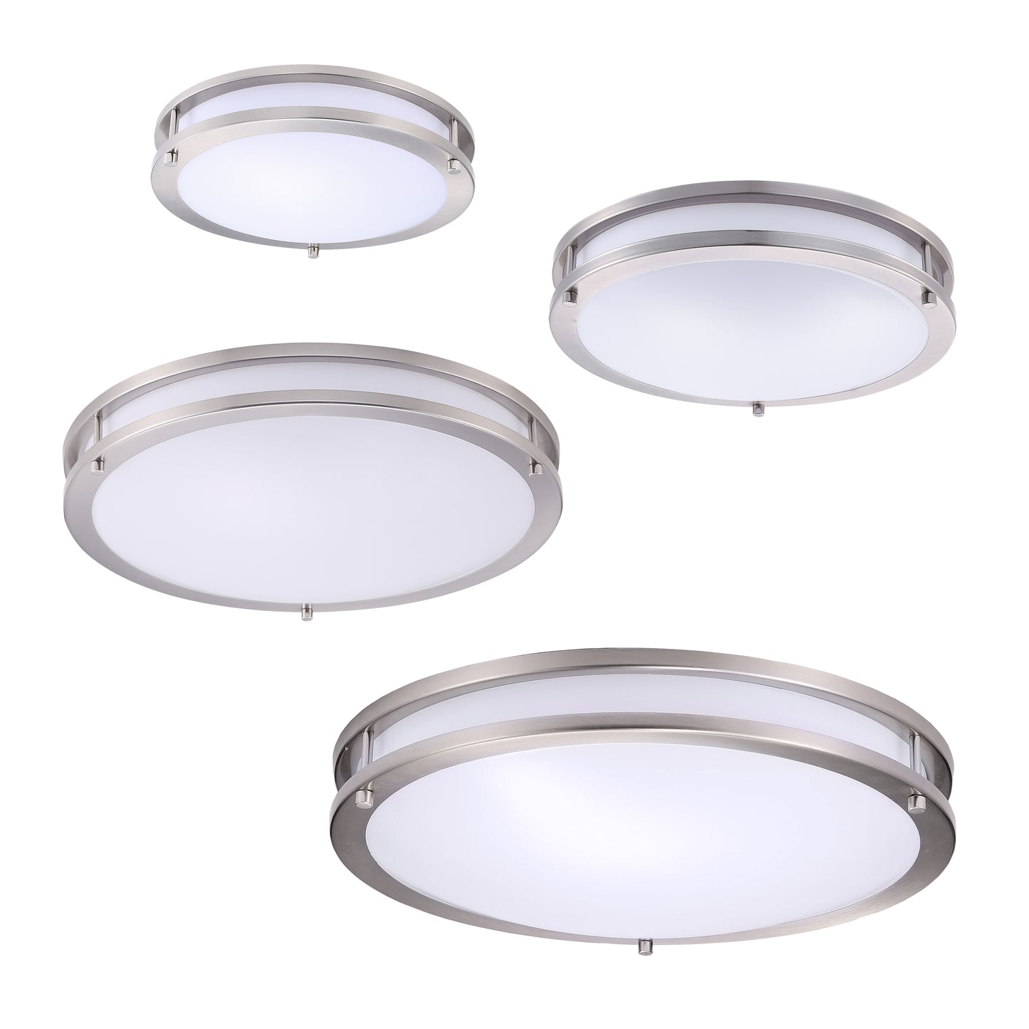 ASD Lighting LED Double Ring Flushmount 12inch 20W 120-277V Triac 3000/4000/5000K Nickel ETL