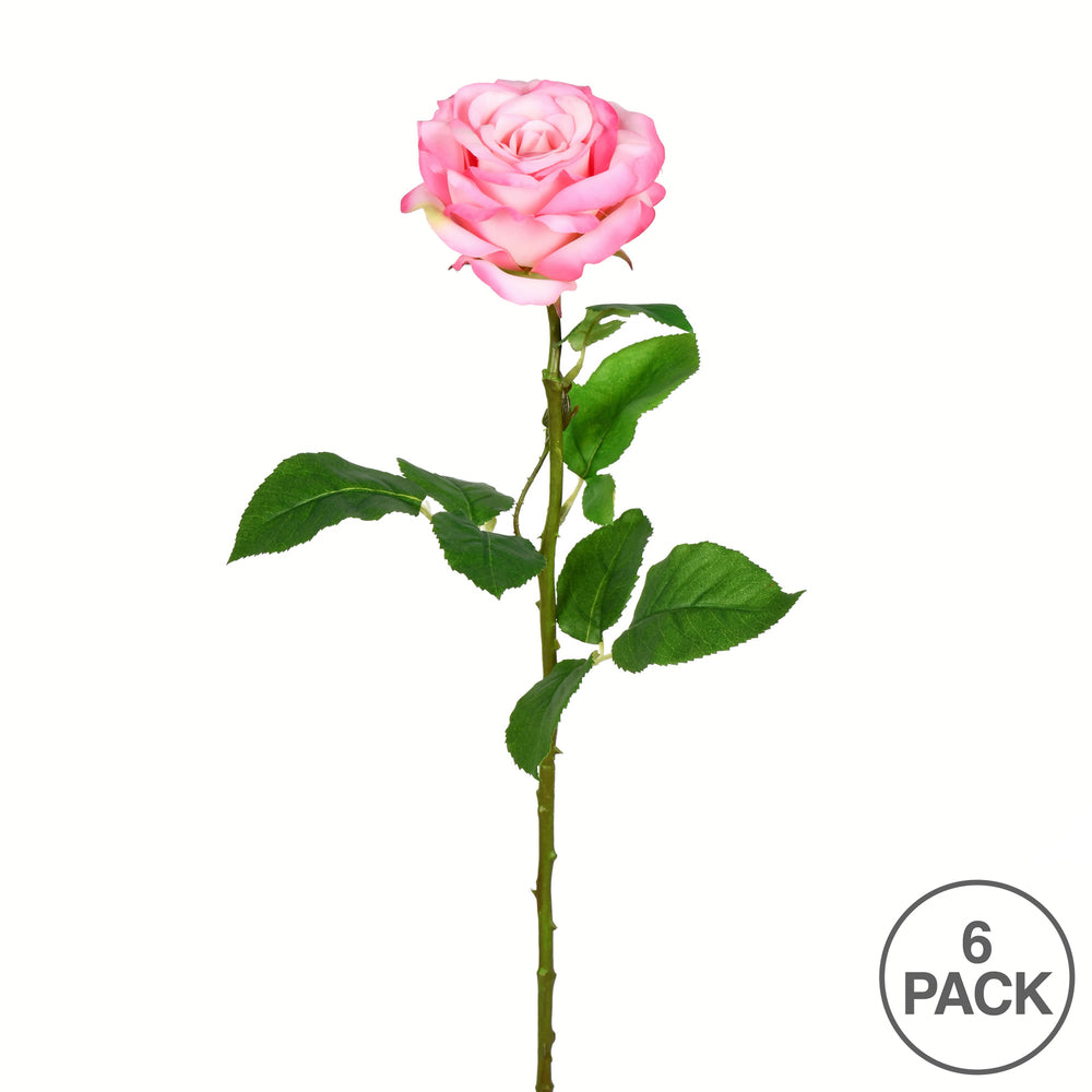 Vickerman 26" Artificial Pale Pink Rose Stem 6 per Bag
