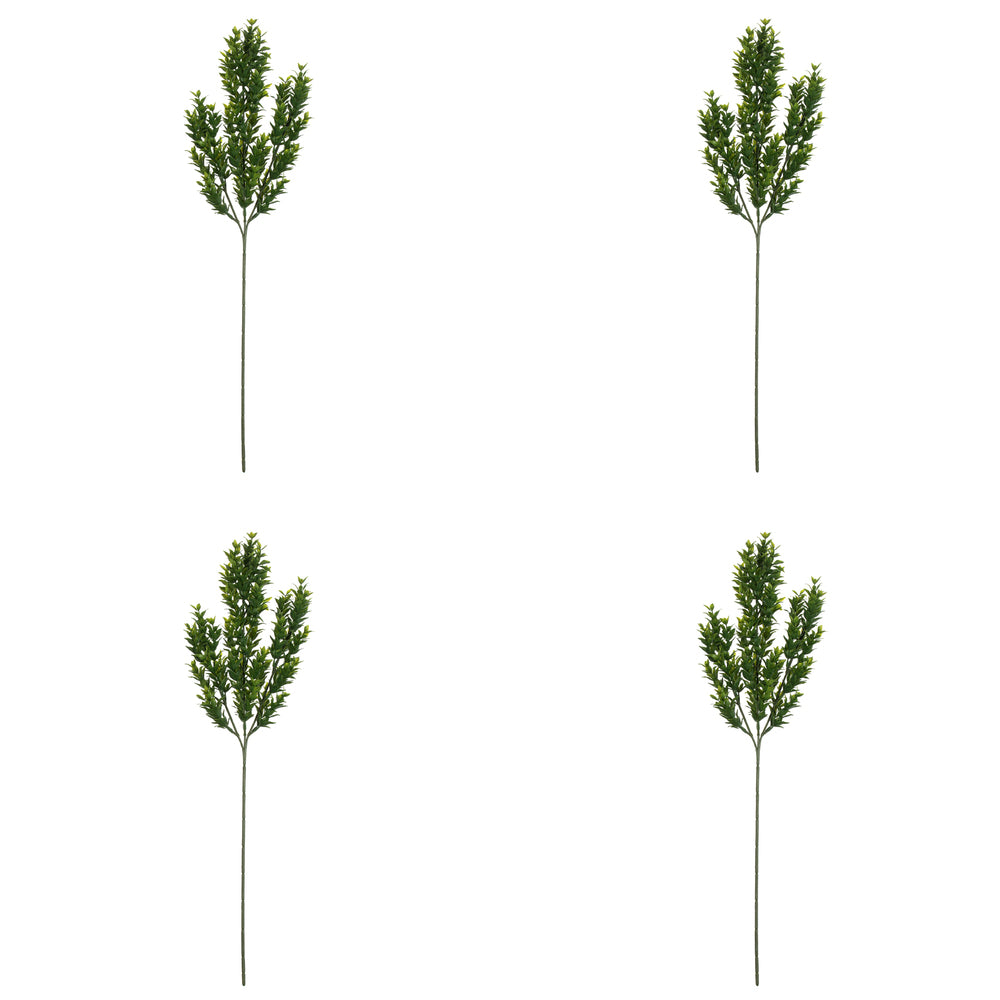 Vickerman 25.5" Artificial Green Mini Leaf Bush. UV Coated Set of 4