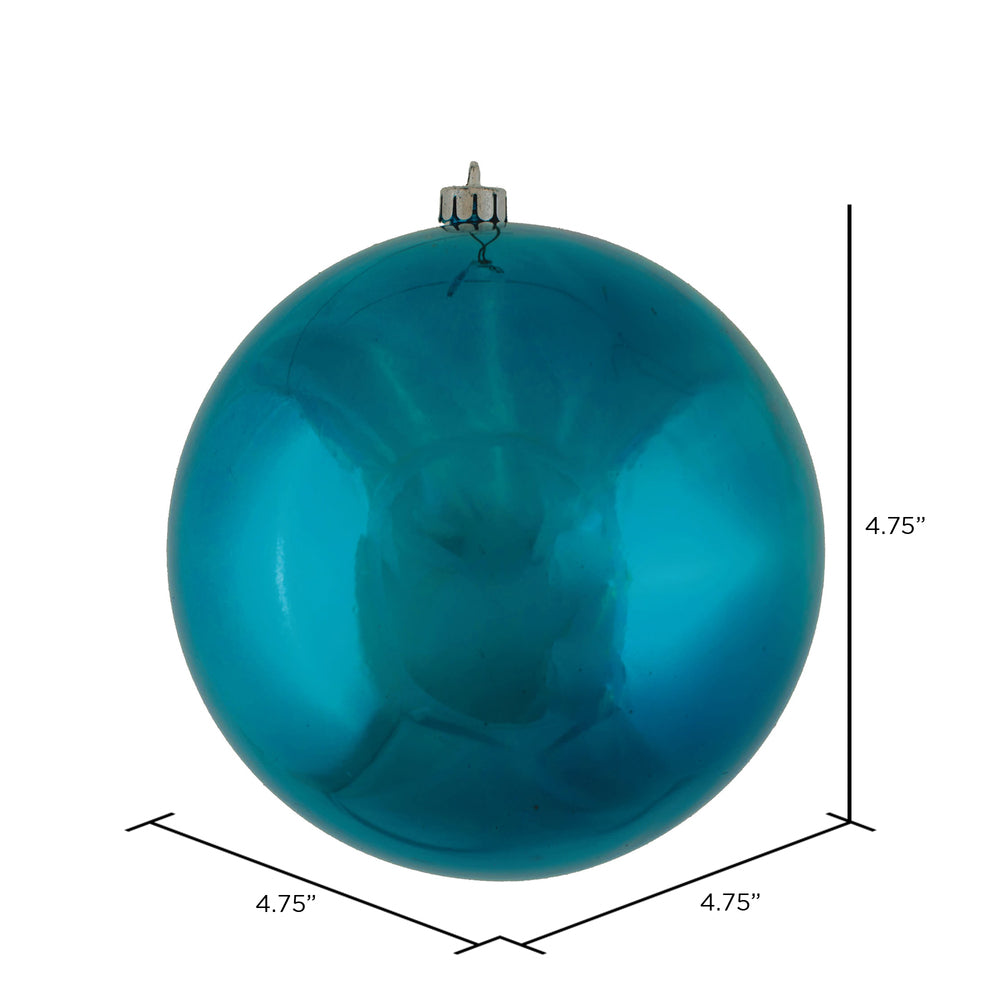 Vickerman 4.75" Sea Blue Shiny Ball Ornament 4 per Bag