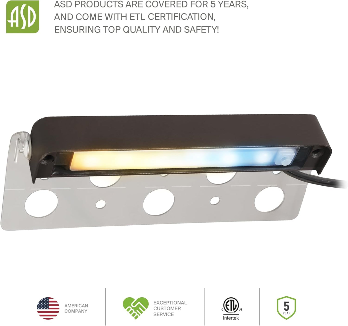 ASD Lighting LED Hardscape Light Swivel 7inch 5W 12V Non-Dimmable 2200K/2700K/3000K/4000K/5000K Bronze ETL 4 pack