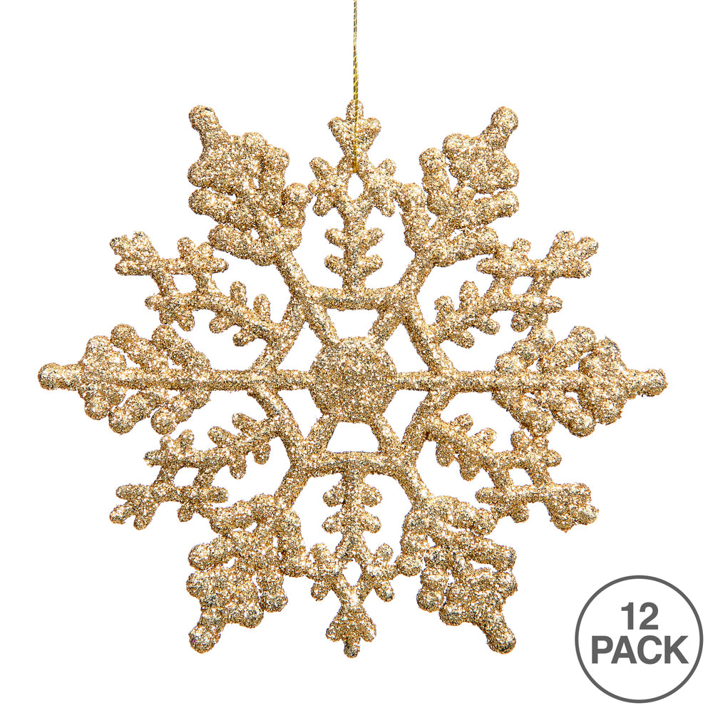 Vickerman 6.25" Gold Glitter Snowflake Christmas Ornament 12 per Box