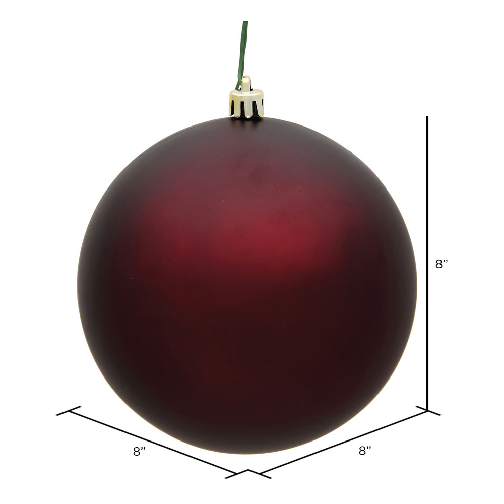 Vickerman 8" Burgundy Matte Ball Ornament