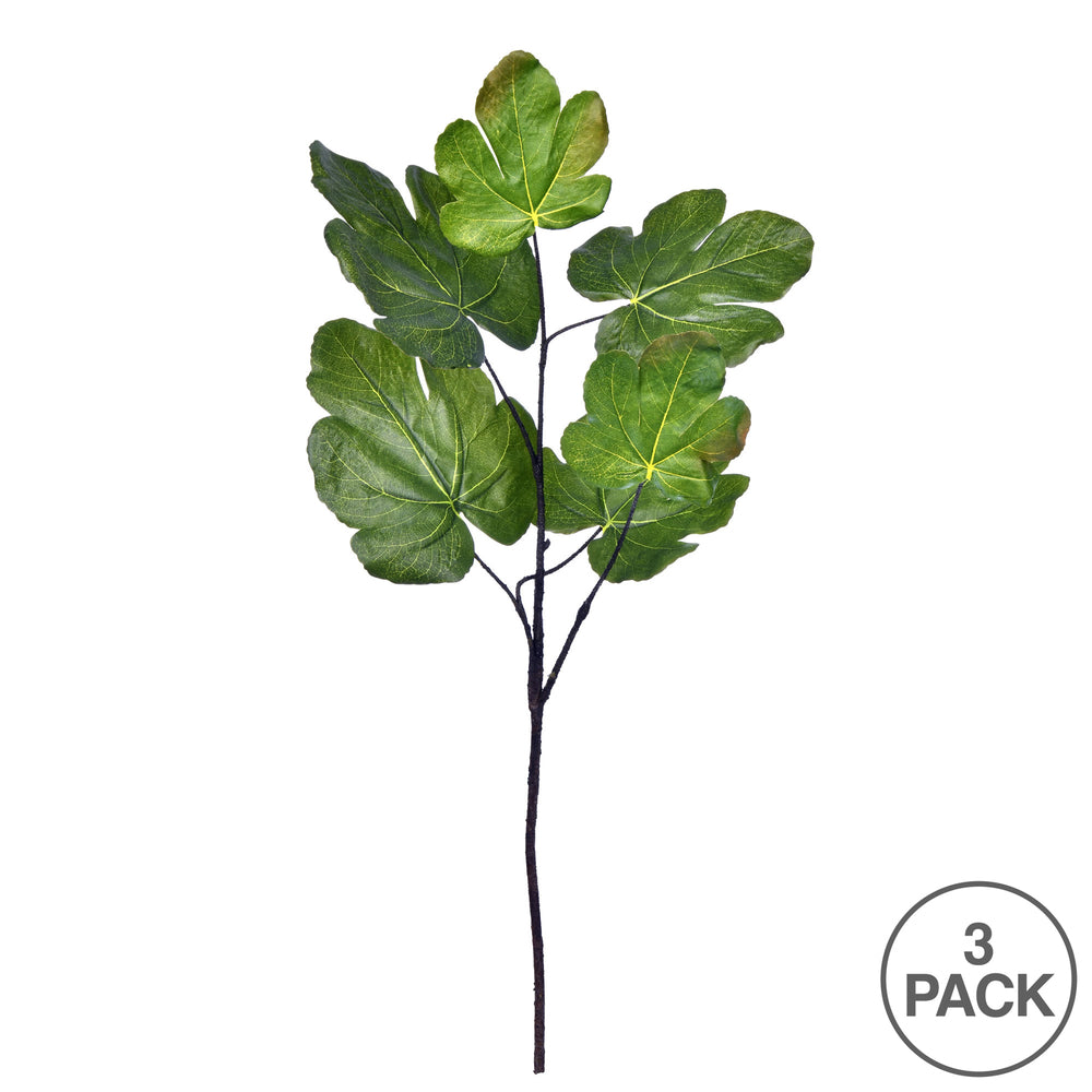 Vickerman 26" Artificial Green Fig Leaf Spray. Includes 3 sprays per pack.