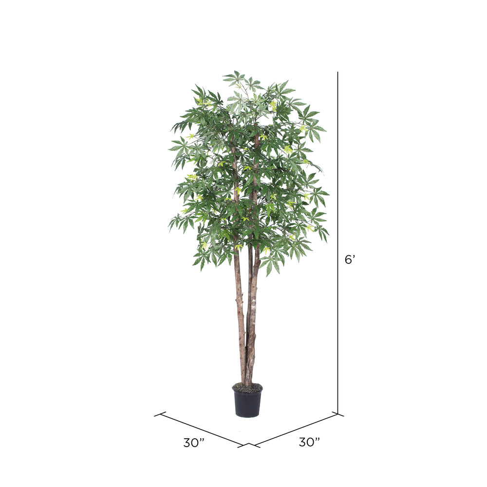 Vickerman 6' Artificial Japanese Maple Deluxe Black Plastic Pot