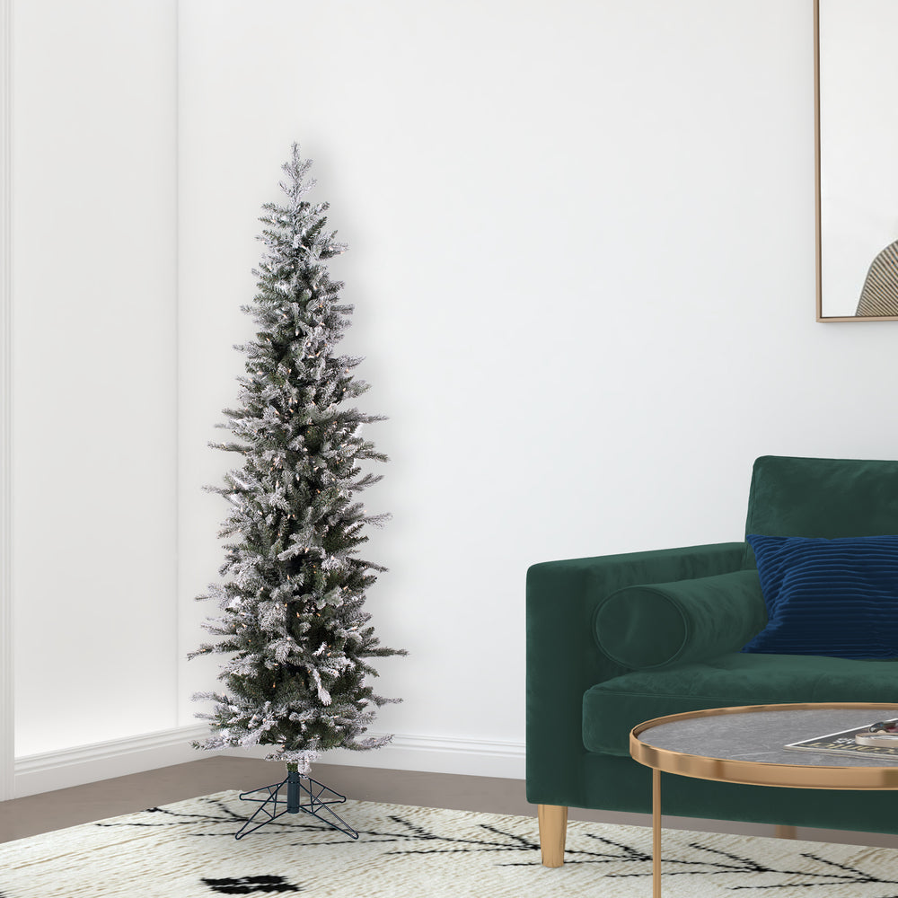Vickerman 6' Frosted Glitter Tannenbaum Pine Artificial Christmas Tree Pure White LED Lights