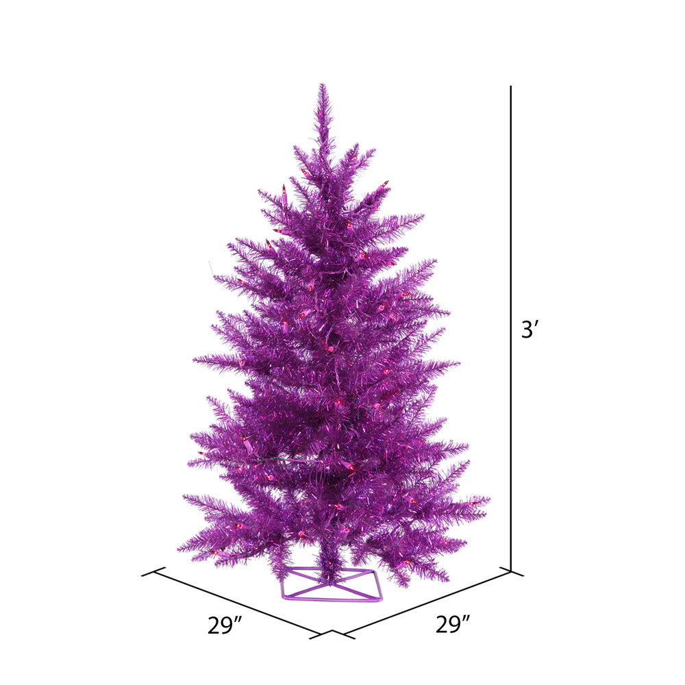 Vickerman 3' Purple Artificial Christmas Tree Purple Dura-lit Incandescent Lights