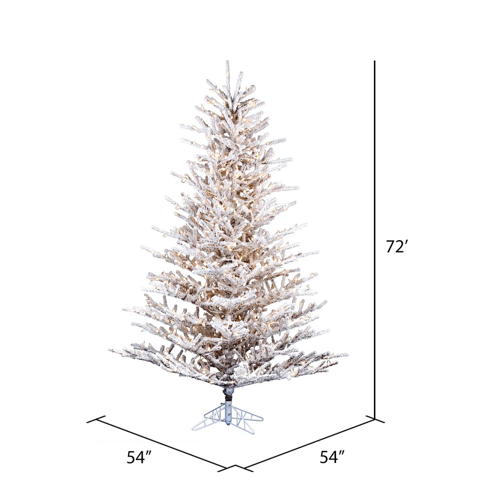 Vickerman 6' x 54" Flocked Stick Pine Tree Dura-Lit® LED Warm White Mini Lights.