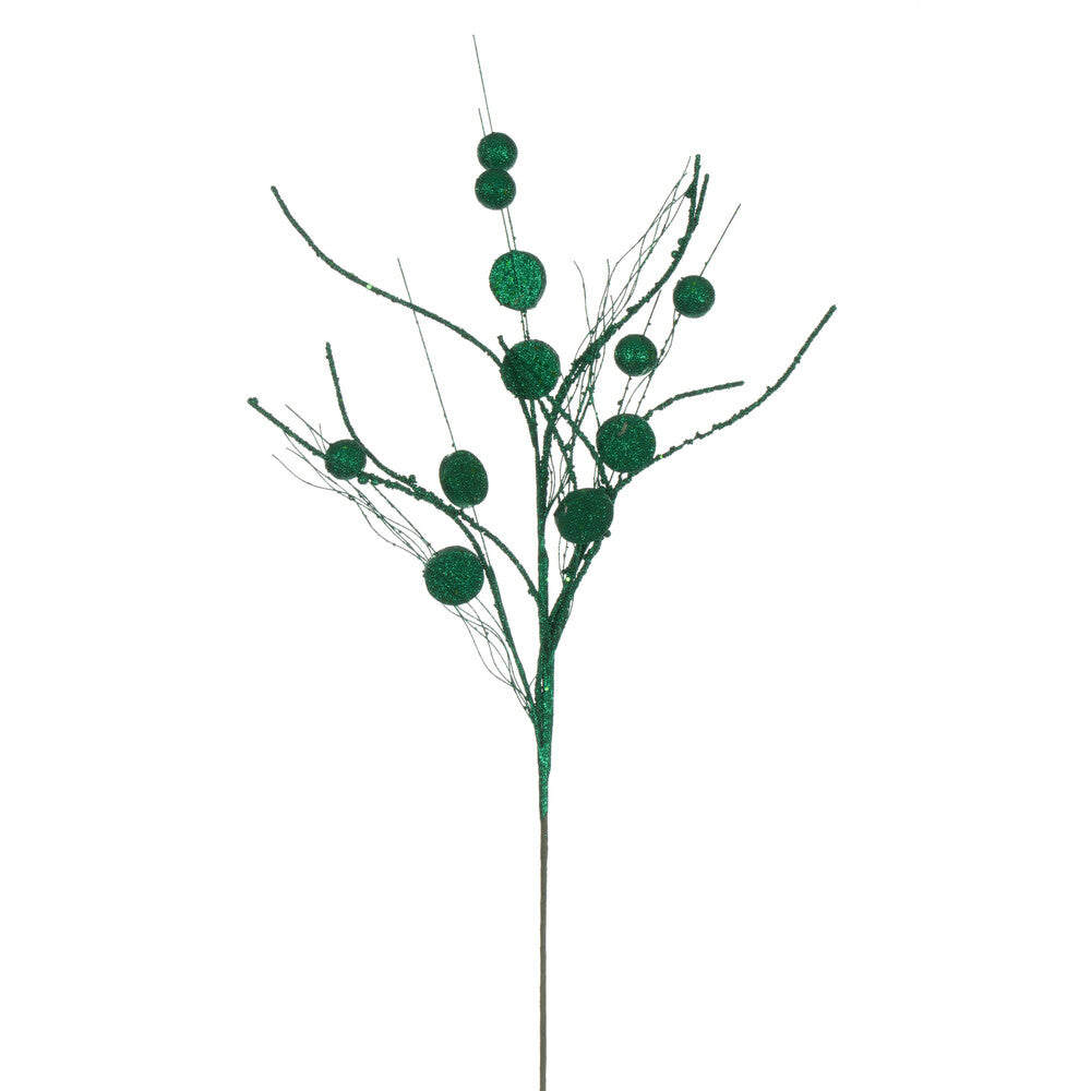 Vickerman 33" Seafoam Ball and Coin Glitter Twig Spray 6 per bag.