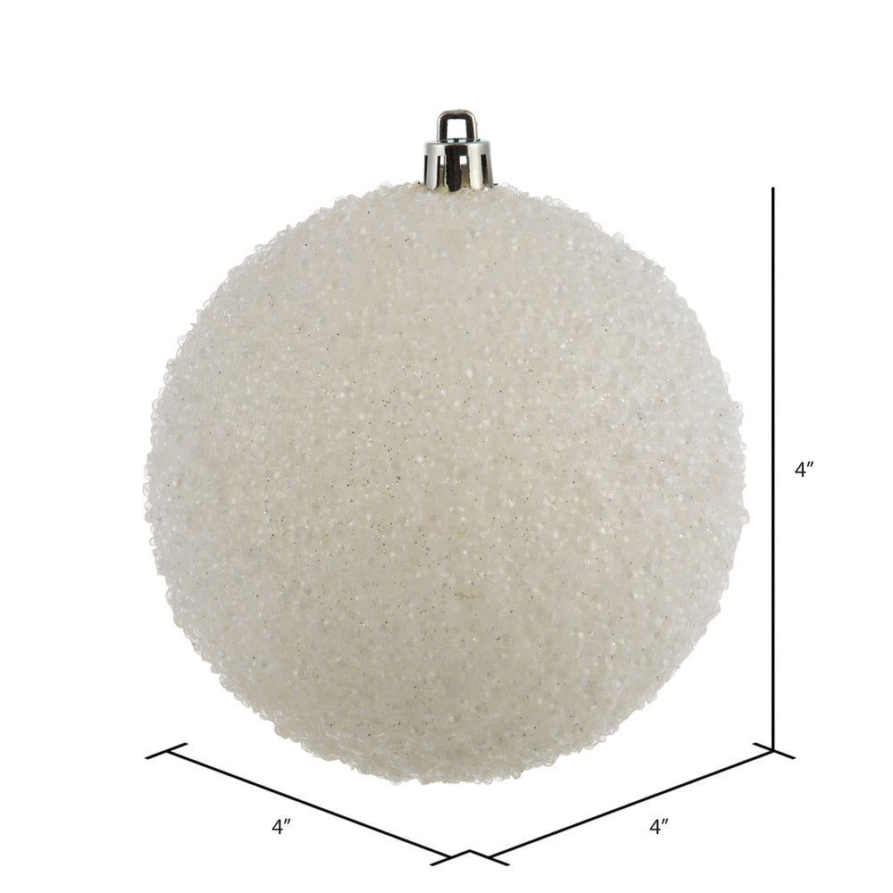 Vickerman 4" White Beaded Ball Ornament 6 per Bag