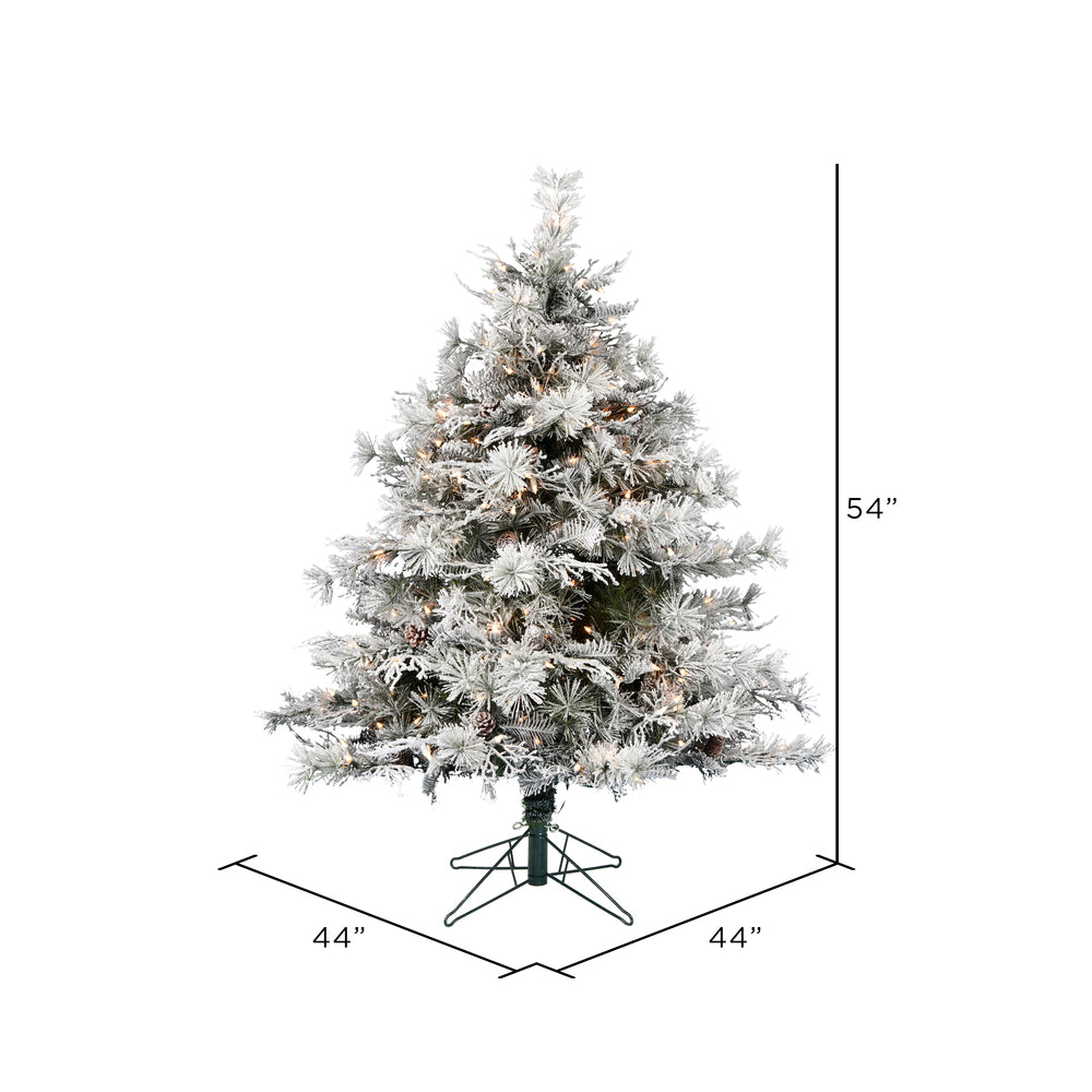 Vickerman 4.5' x 44" Flocked Cheshire Instant Connect Artificial Christmas Tree Clear Dura-Lit® Mini Lights