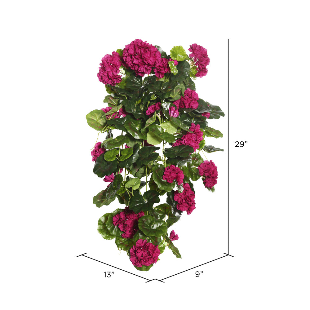 Vickerman 29" Artificial Purple Polyester Geranium Hanging Bush.