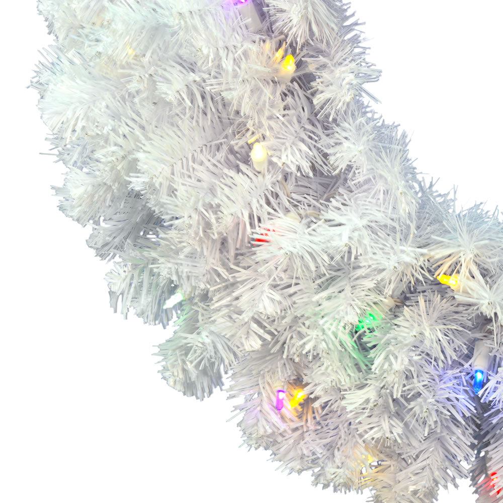 Vickerman 24" Crystal White Spruce Artificial Christmas Wreath Multi-Colored LED Mini Lights