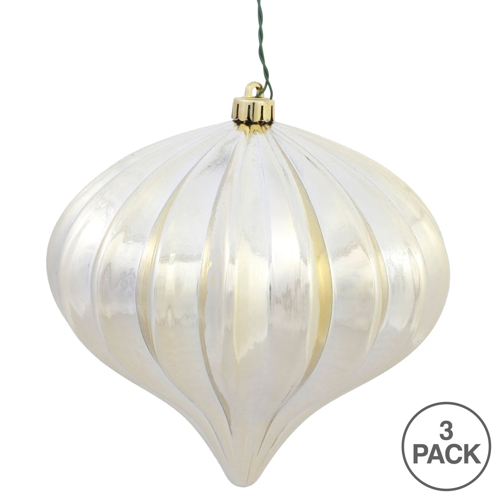Vickerman 5.7" Champagne Shiny Onion Christmas Ornament UV treated Set of 3