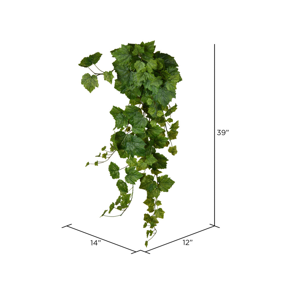 Vickerman 39" Artificial Green Grape Leaf Ivy Hanging Bush.