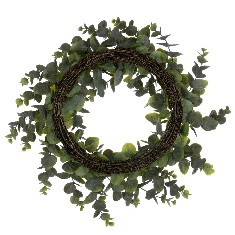 Vickerman 24" Artificial Green Spiral Eucalyptus Wreath