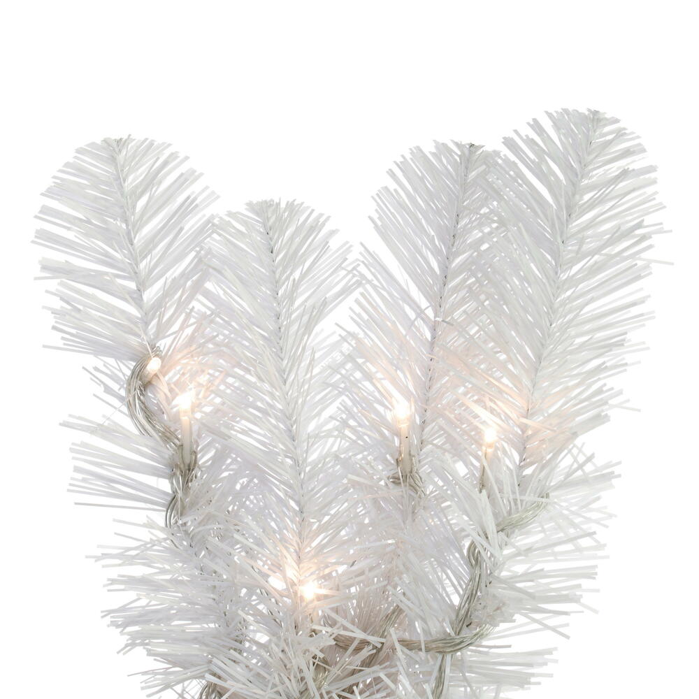 Vickerman 9' x 18" White Artificial Christmas Garland Warm White LED 3MM 8 Function Lights