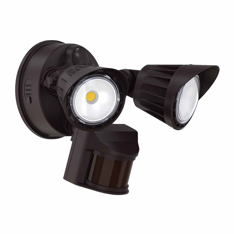 Westgate 20W 3Cct 30/40/50K Bronze 2-Heads Security Light - With Motion Sensor, Outdoor Lighting, 20W, 1900 Lumens, 3000K/4000K/5000K, Bronze Finish