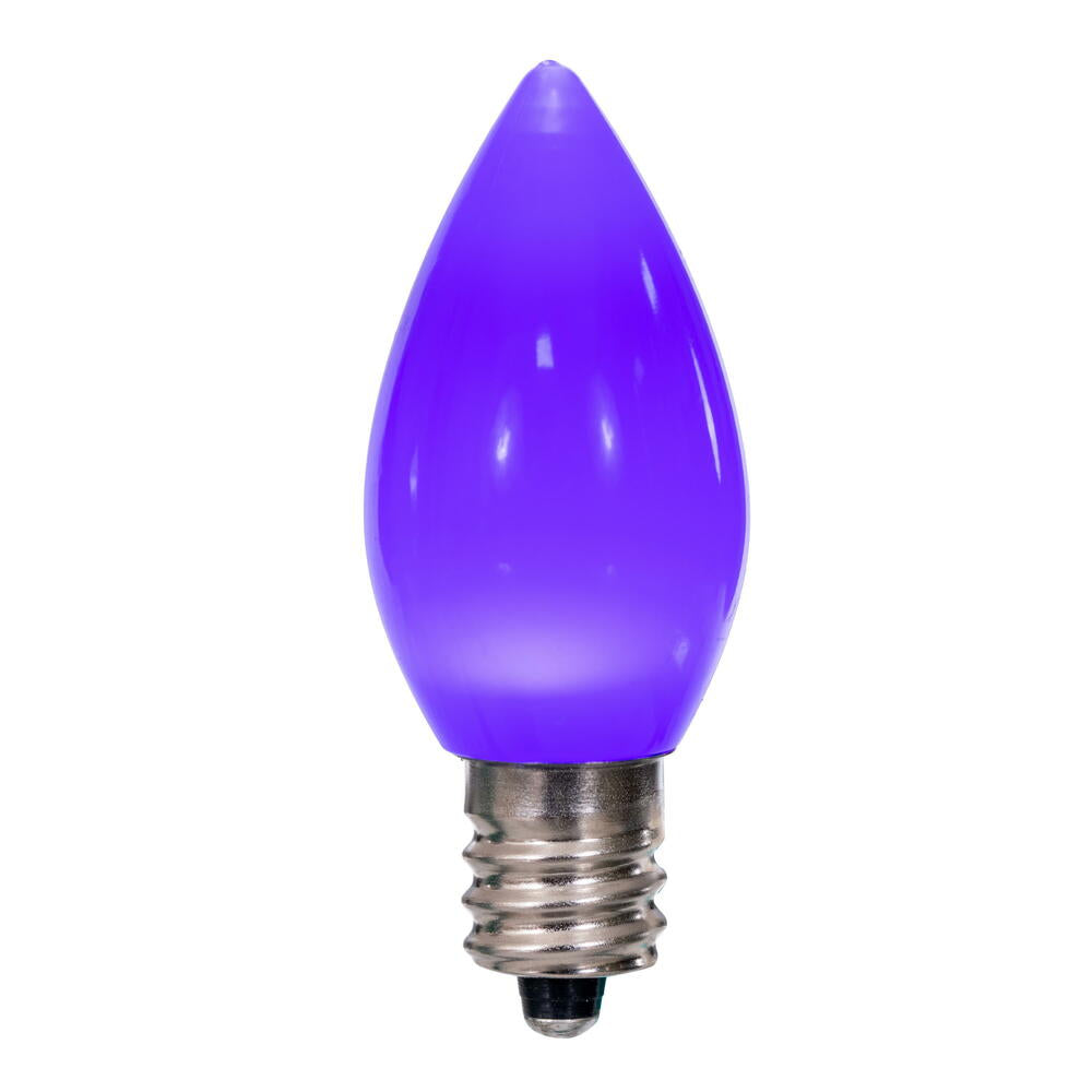 Vickerman C7 Ceramic LED Purple Bulb Nickel Base 120V .6 Watts 3 diodes 25 Bulbs per bag