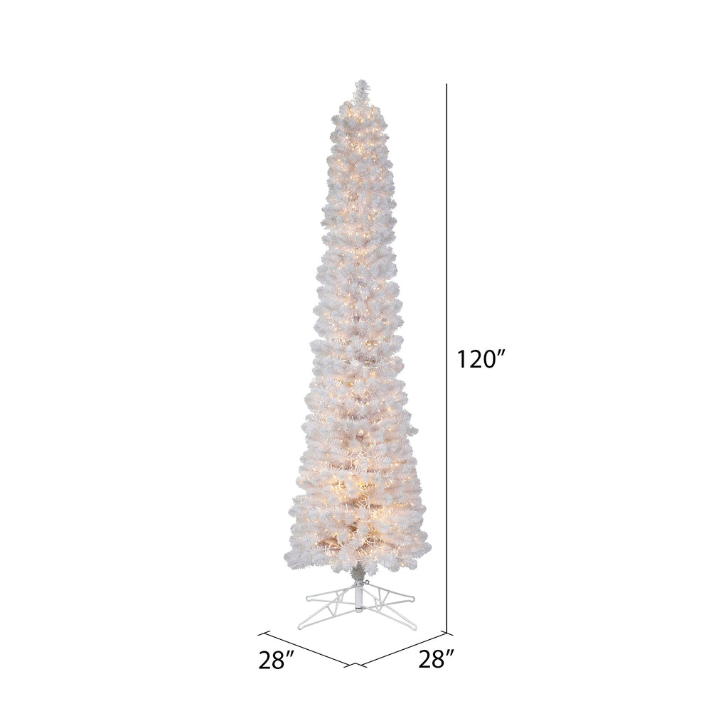 Vickerman 10' x 28" White Pencil Artificial Christmas Tree Warm White 8 function 3MM LED Lights