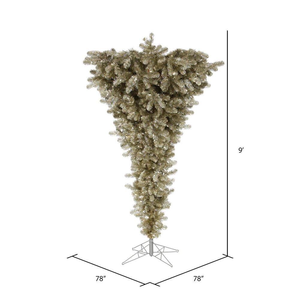 Vickerman 9' Champagne Upside Down Artificial Christmas Tree Unlit