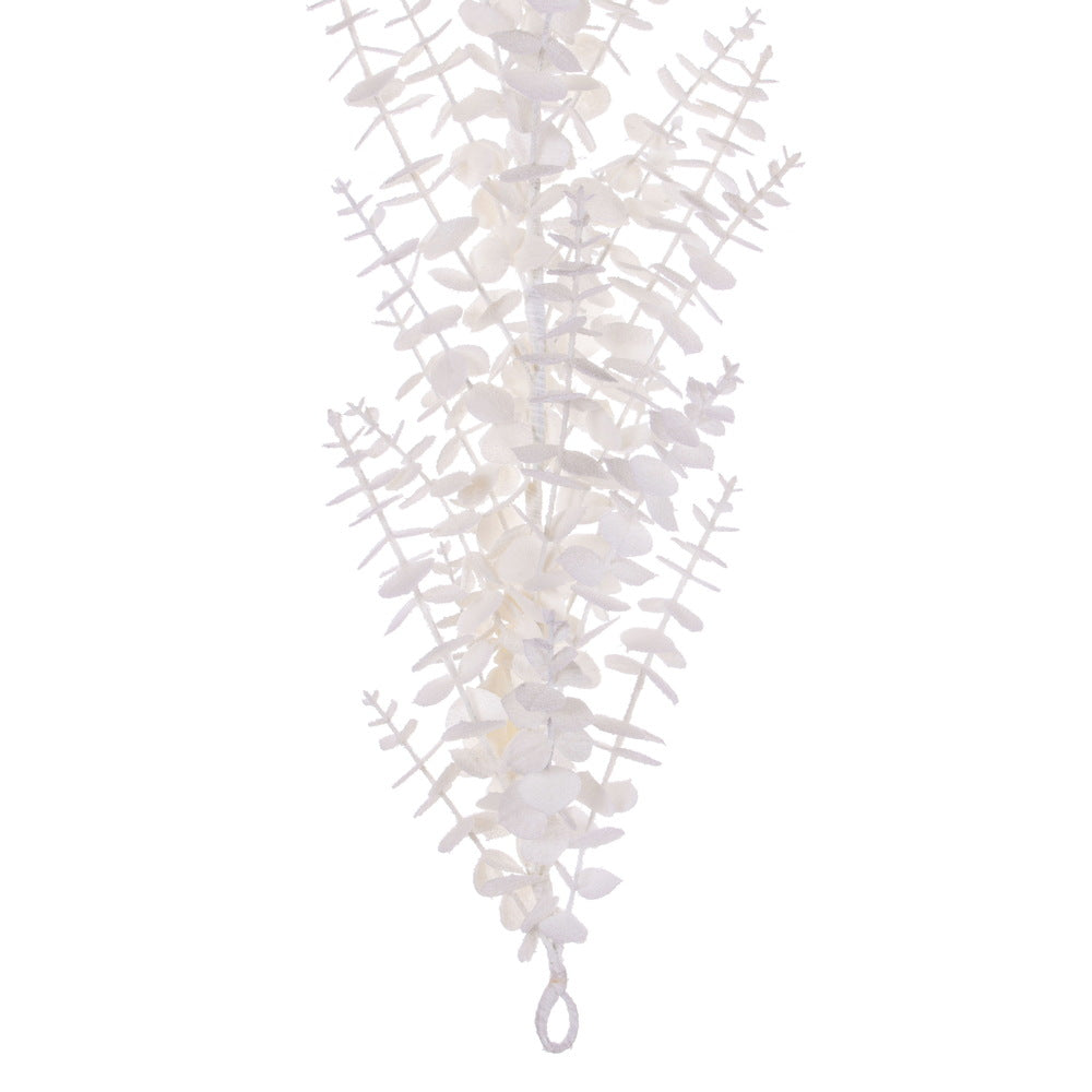 Vickerman 6' White Artificial Eucalyptus Snowy Garland.