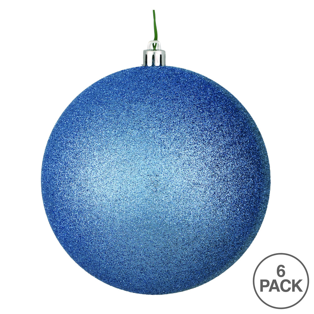 Vickerman 4" Periwinkle Glitter Ball Ornament 6 per Bag