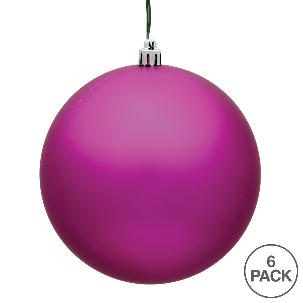 Vickerman 4" Fuchsia Matte Ball Ornament 6 per Bag
