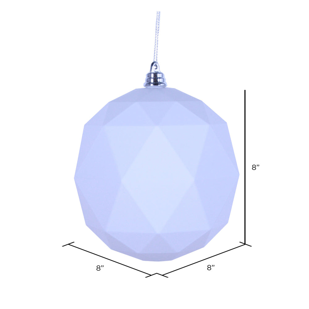 Vickerman 8" White Matte Geometric Ball Ornament