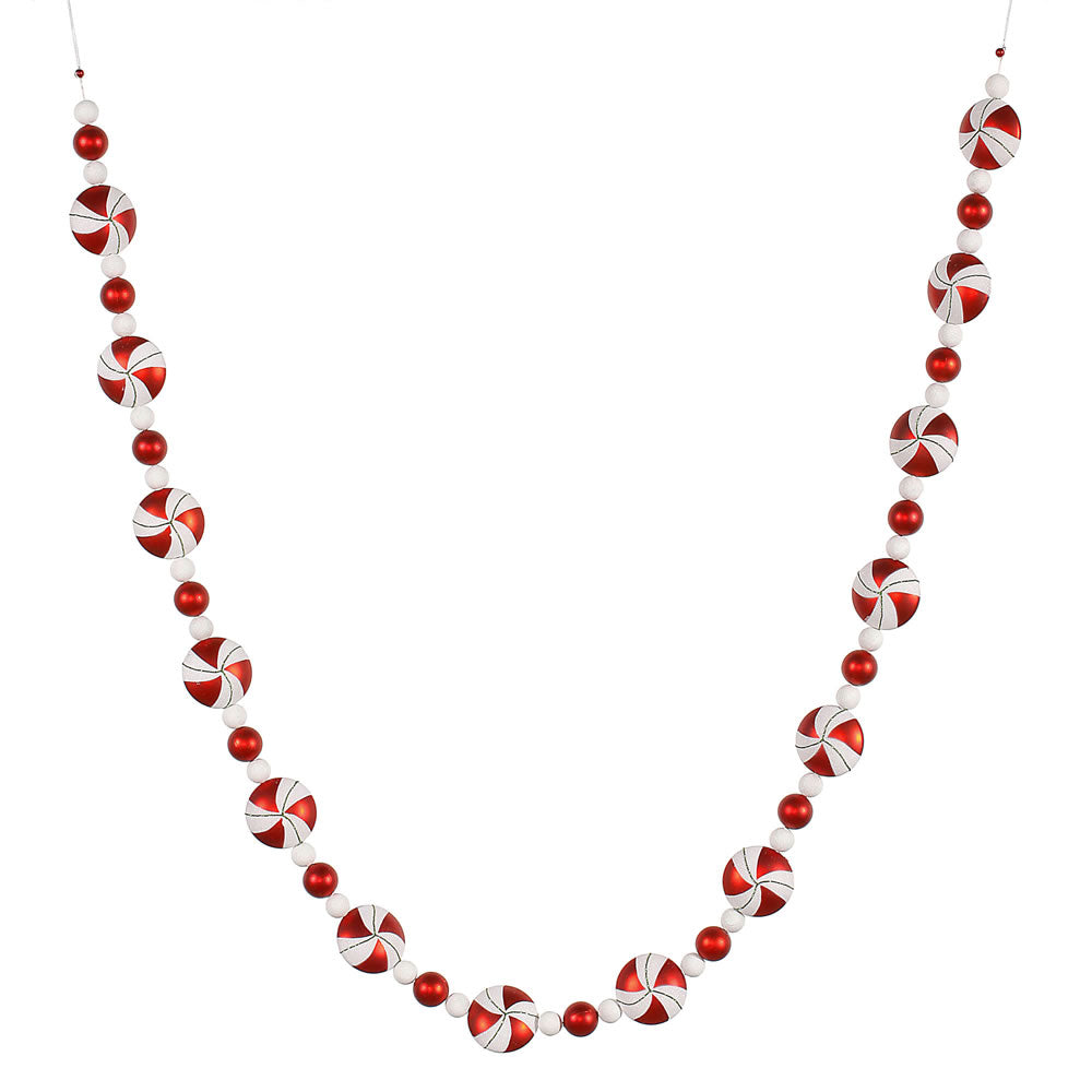 Vickerman 6' Red-White Candy Christmas Garland