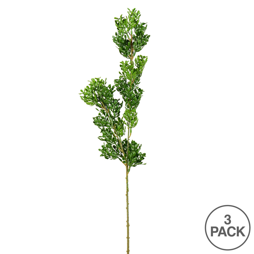 Vickerman 27" Artificial Green Boxwood Spray. Includes 3 sprays per pack.