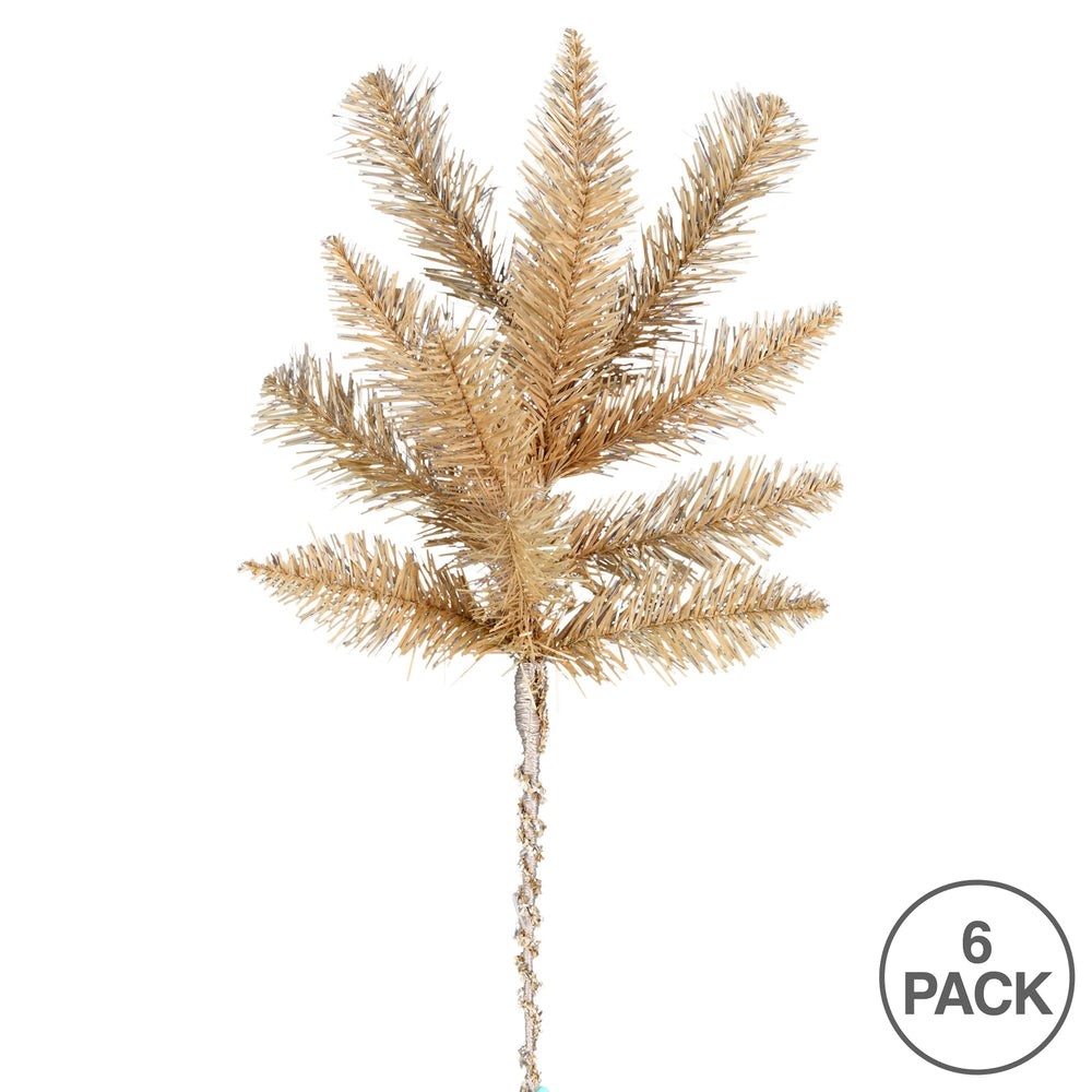 Vickerman 18" Gold Fir Artificial Christmas Spray. Includes 6 sprays per pack.